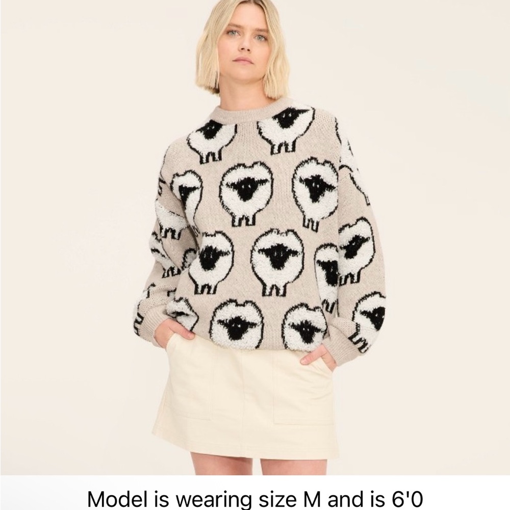 NWT Woolrich Tan Sheep Pattern Sweater Target Sweater Small Crewneck